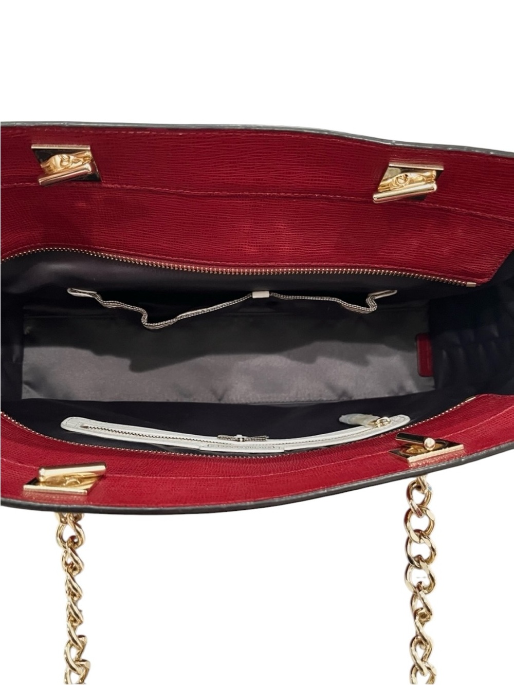Henri Bendel Waldorf “THE WEAPON” Red Textured Leather Chain Tote Bag NWOT - Picture 15 of 15